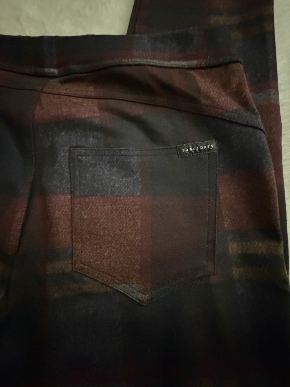 Sanctuary Plaid Slim Pull On Stretchy Pants, Size L - Picture 14 of 16